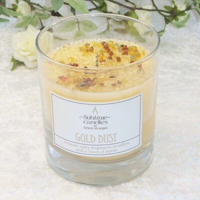 gold dust glass candle